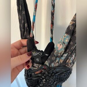 Sky Multicolor Leather Detail Maxi Dress